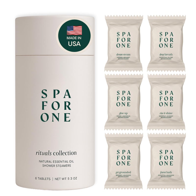 Spa For One Shower Steamers Aromatherapy 6 Pack â€“ Made in USA with Natural Essential Oils â€“ Relaxation & Self Care Birthday Gifts for Women & Men â€“ Easter Basket Stuffers - Image 1
