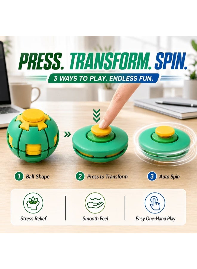 كرة "فيجيت سبينر" (Fidget Spinner) لتخفيف التوتر، كرة دوارة قابلة للضغط والدوران بزاوية 360 درجة، كرة حسية دوارة مطبوعة بتقنية ثلاثية الأبعاد لتخفيف التوتر، لعبة ممتعة للبالغين ومناسبة للمكتب أو المدرسة (اللون الأخضر). - Image 1