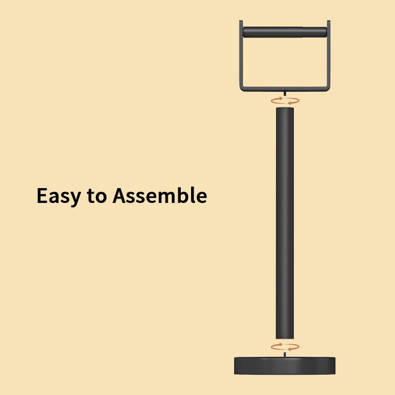 YUMORE Heavy Duty Toilet Paper Holder Stand, Extra-Weighted Base No Tipping, Stainless Steel Toilet Paper Stand, Free Standing Floor Tissue Roll Holder for Bathroom, Matte Black 200UP - Image 5