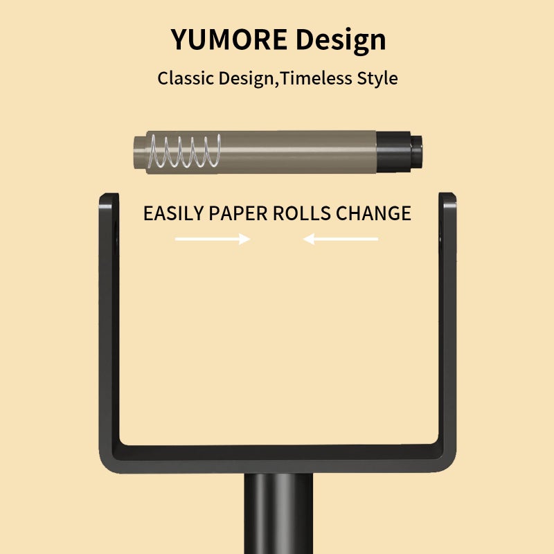 YUMORE Heavy Duty Toilet Paper Holder Stand, Extra-Weighted Base No Tipping, Stainless Steel Toilet Paper Stand, Free Standing Floor Tissue Roll Holder for Bathroom, Matte Black 200UP - Image 4