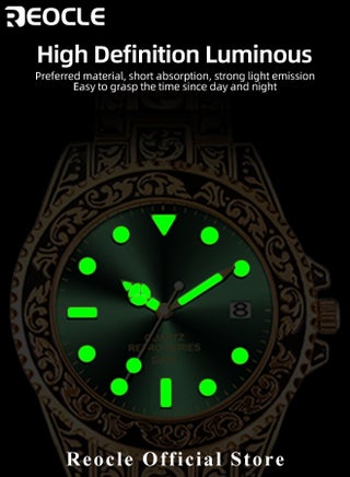 Men's Quartz Watch with Pattern Carved Stainless Steel Strap & Luminous Hands & Everyday Water Resistance & Calendar Display Business Wrist Watches for Men - view 4