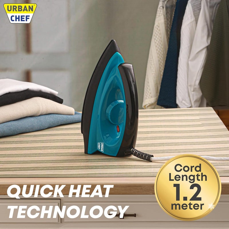 Urban Chef Ease Pro Iron Press 1 Year Warranty1000 Watt Iron Box Press Iron Electric IronDry IronIron for Clothes Press Light Weight NonStick Coated Heavy Sole PlateTurquoise Black - Image 5