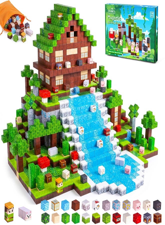 3 otters 150PCS Magnetic Blocks, with a Storage Bag, Forest Explorer - Image 1