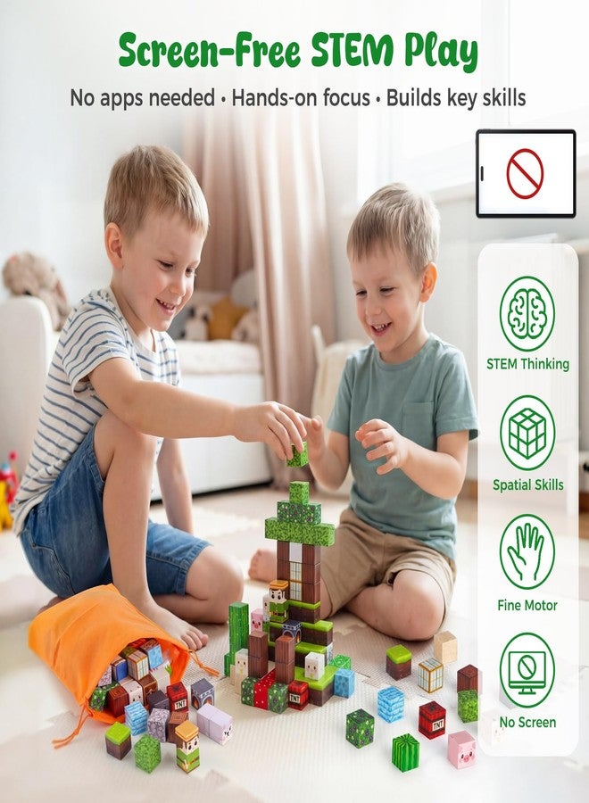 3 otters 150PCS Magnetic Blocks, with a Storage Bag, Forest Explorer - Image 5