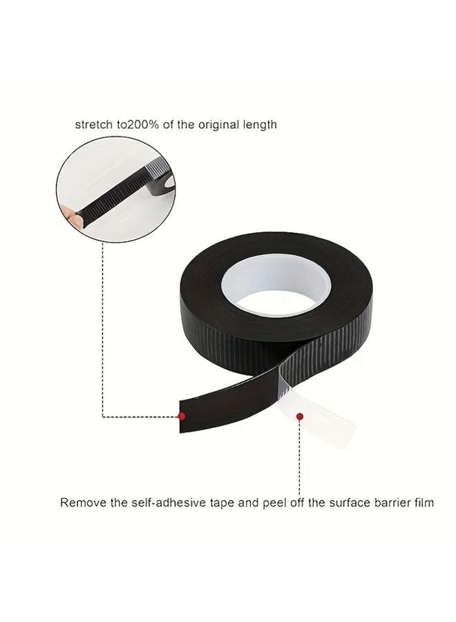 لفتان من شريط العزل اللاصق ذاتي الالتصاق 393.7 بوصة × 23 مم أسود للإصلاح والربط - Image 4