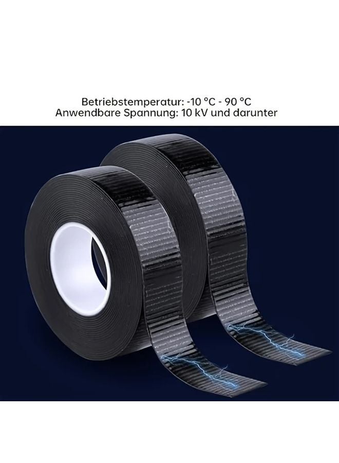 لفتان من شريط العزل اللاصق ذاتي الالتصاق 393.7 بوصة × 23 مم أسود للإصلاح والربط - Image 5