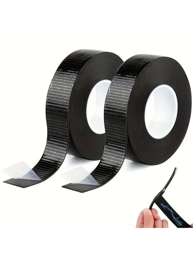 لفتان من شريط العزل اللاصق ذاتي الالتصاق 393.7 بوصة × 23 مم أسود للإصلاح والربط - Image 2