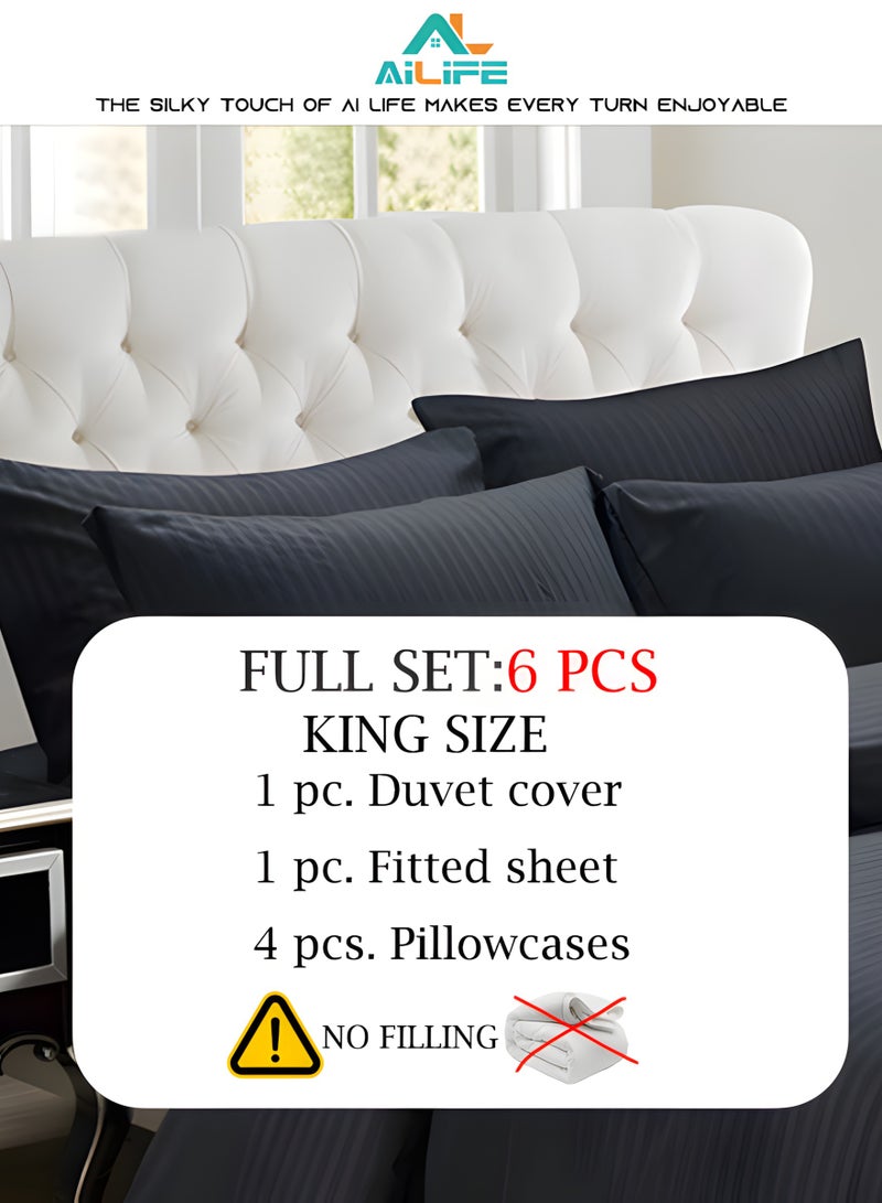 Al LIFE AI LIFE Luxury 6-Piece King Size Bedding Set | 220x240cm (87x94in) | Hotel Grade 100% Cotton | Hidden Zipper & Envelope Closure | All-Season  - Image 3