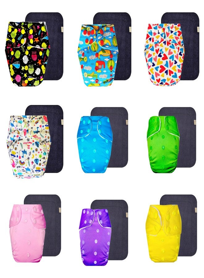 Dumbledo Premium Cloth Diaper with Gray Insert (Pack of 9) | Hypoallergenic | Reusable & Washable | Travel Friendly | Everyday Diapering Essential | 3 Months - 3 Years | Unisex Baby - Image 1