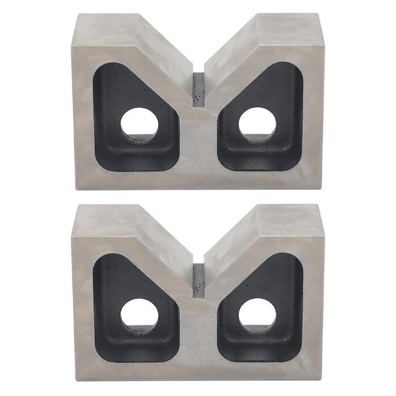 Matched Pair 5 Inch Cast Iron V Blocks Hardened 90 Degree V Groove For Machining Inspection - Image 1