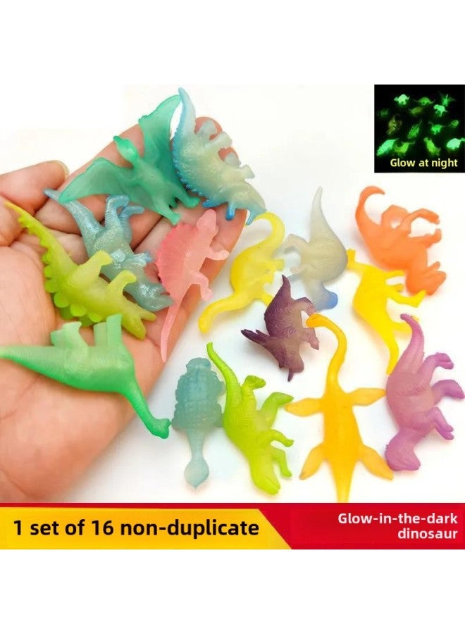 Animal Model 16 Pack Dinosaur Toy Soft Rubber Solid Small Model Boys And Girls Toy Gift Wholesale-Color:12 Luminous Dinosaurs - Image 5
