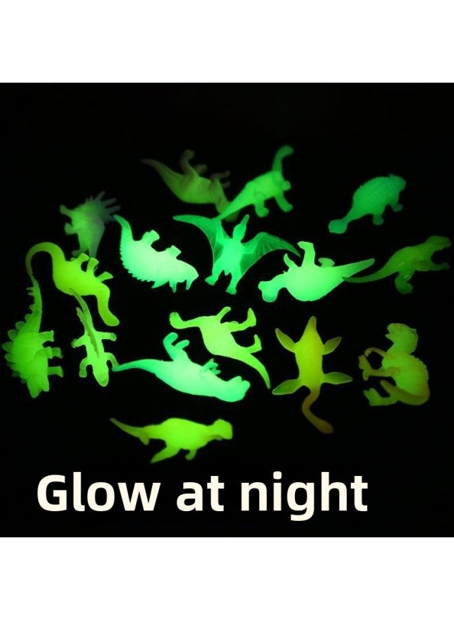 Animal Model 16 Pack Dinosaur Toy Soft Rubber Solid Small Model Boys And Girls Toy Gift Wholesale-Color:12 Luminous Dinosaurs - Image 3
