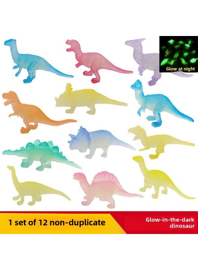 Animal Model 16 Pack Dinosaur Toy Soft Rubber Solid Small Model Boys And Girls Toy Gift Wholesale-Color:12 Luminous Dinosaurs - Image 1