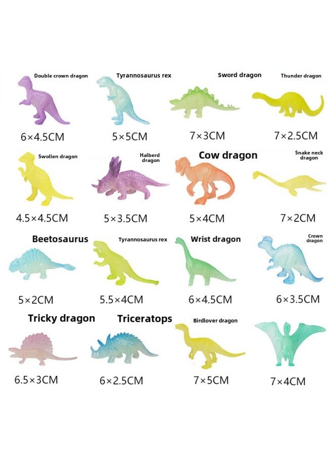 Animal Model 16 Pack Dinosaur Toy Soft Rubber Solid Small Model Boys And Girls Toy Gift Wholesale-Color:12 Luminous Dinosaurs - Image 2