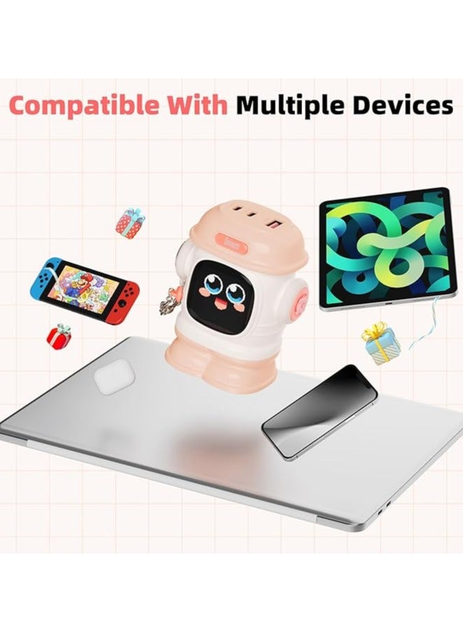 Divoom Dipow 65W USB-C Charger 3-Port Fast GaN Charger with DIY Pixel Display Foldable Compact Wall Block Power Adapter for iPhone 16/15 MacBook iPad Galaxy S23/S24 Switch (with 100w Cable) (Pink) - Image 5