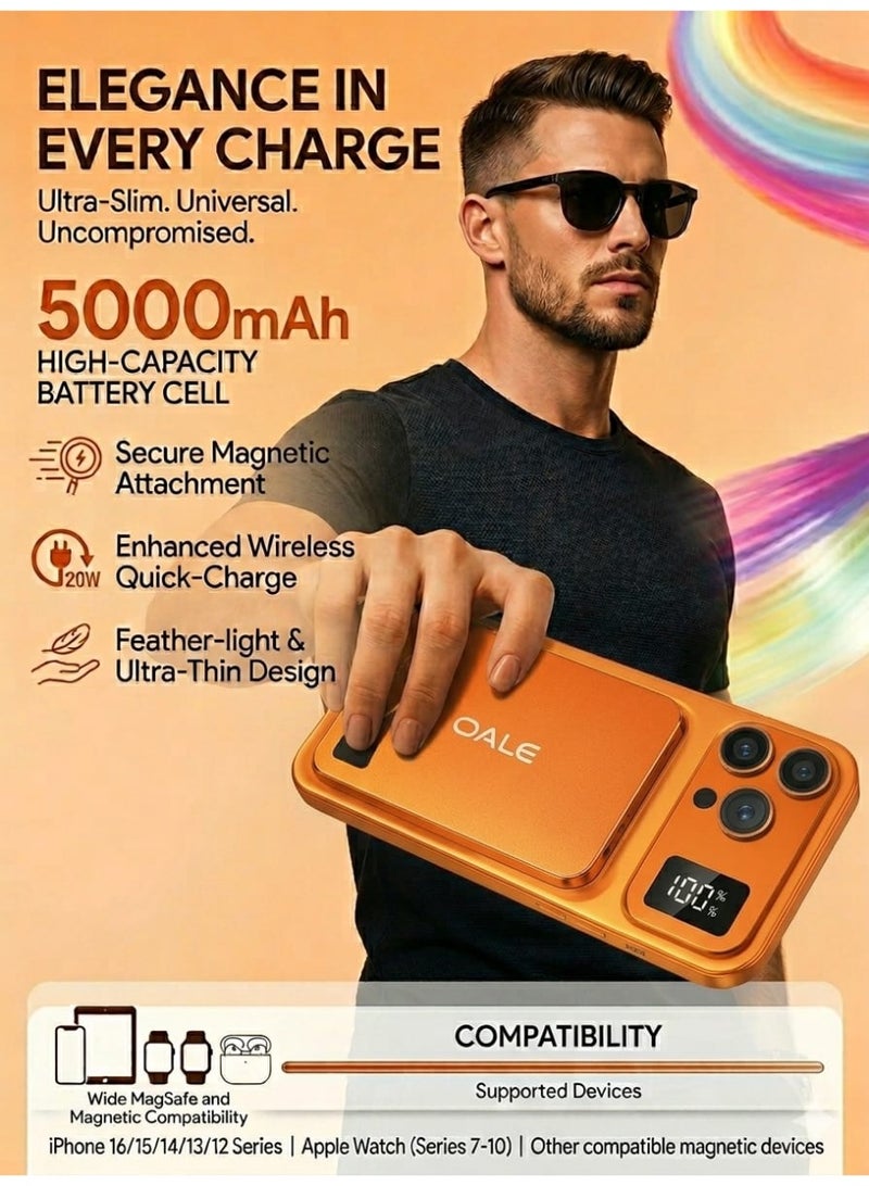 OALE iMagsafe Slim 5000mAh Magnetic Wireless Power Bank 20W PD Fast Charger for iPhone - Image 3