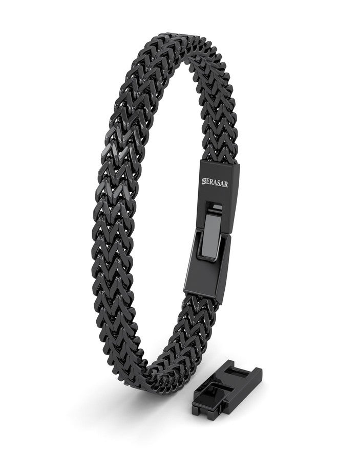 SERASAR Mens Black Bracelet Stainless Steel Men's Bracelets Men's Bangle Bracelet Stainless Steel Jewelry Men's Jewelry Bracelet Black Bracelet Stainless Steel Gift For Men Gifts Mens Braclet - Image 1