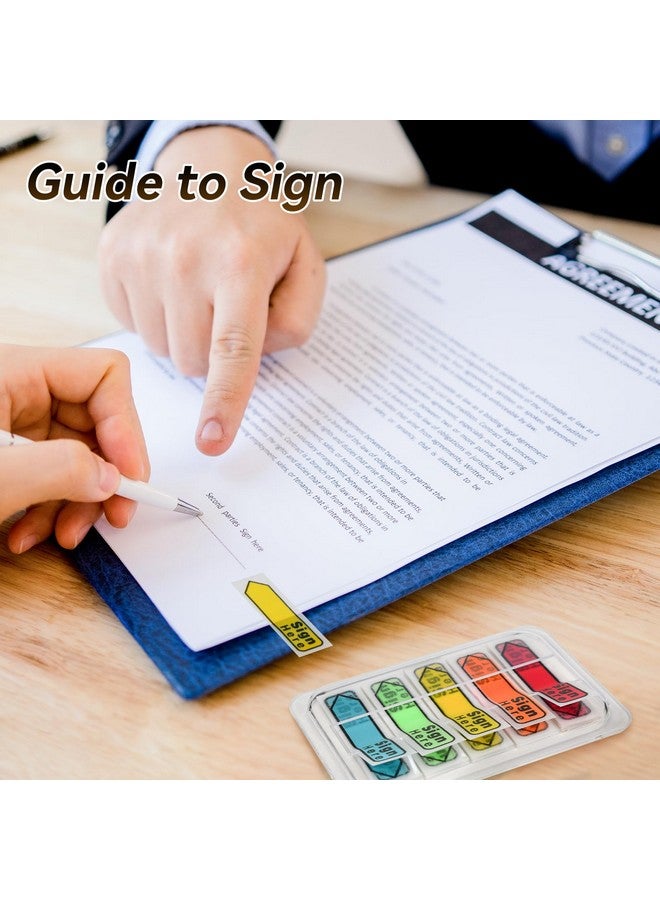 Tecreddy Sign Here Tabs 2400 Pcs/ 24 Packs Sign Here Sign Date Stickers 5 Colors With Dispenser Arrow Flags Sign Here Tabs Easy To Post For Notary Books Paper (Sign Here) - Image 2