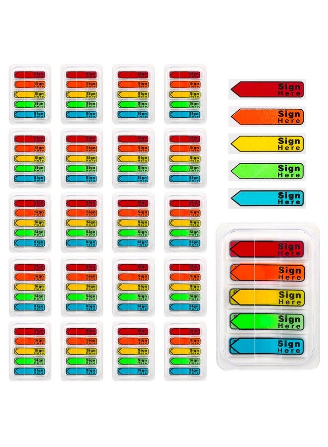 Tecreddy Sign Here Tabs 2400 Pcs/ 24 Packs Sign Here Sign Date Stickers 5 Colors With Dispenser Arrow Flags Sign Here Tabs Easy To Post For Notary Books Paper (Sign Here) - Image 1
