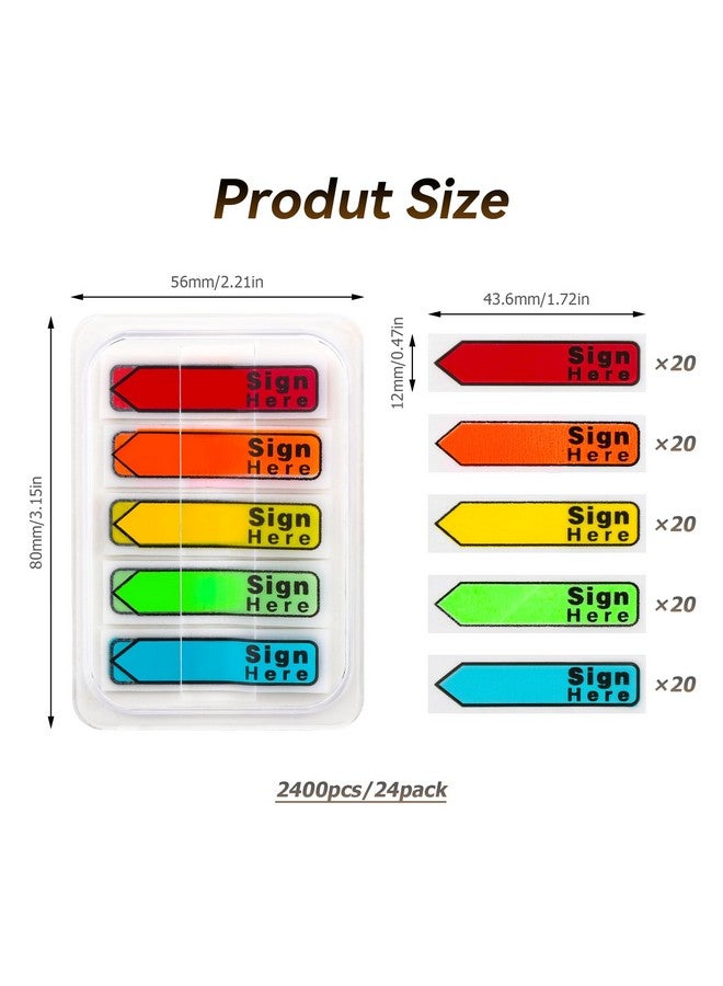 Tecreddy Sign Here Tabs 2400 Pcs/ 24 Packs Sign Here Sign Date Stickers 5 Colors With Dispenser Arrow Flags Sign Here Tabs Easy To Post For Notary Books Paper (Sign Here) - Image 5
