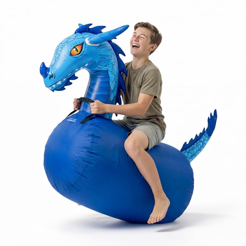 Waddle Hip Hoppers Large Bouncy Hopper Inflatable Hopping Animal Bouncer Supports Up to 250 Pounds Ages 5 and Up Blue Dragon - Image 2