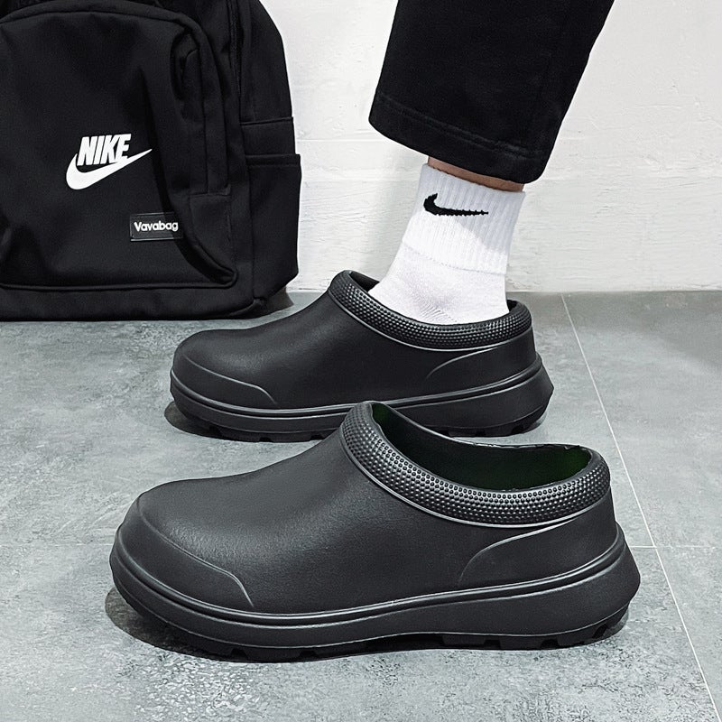 Men'S Work Shoes Chef Shoes Breathable Non-Slip Waterproof And Oil-Proof Kitchen Shoes Nurse Shoes Rain Shoes Women'S Water Shoes Black - Image 3