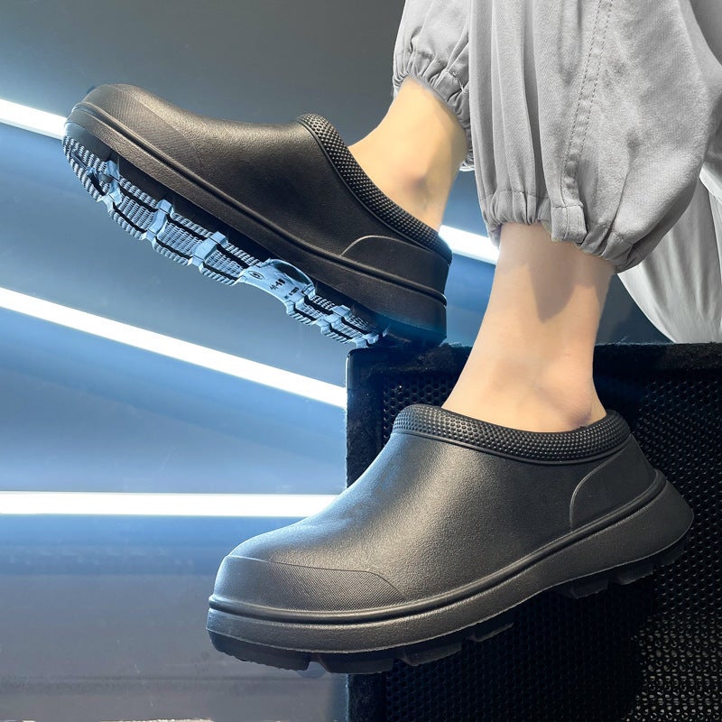 Men'S Work Shoes Chef Shoes Breathable Non-Slip Waterproof And Oil-Proof Kitchen Shoes Nurse Shoes Rain Shoes Women'S Water Shoes Black - Image 2