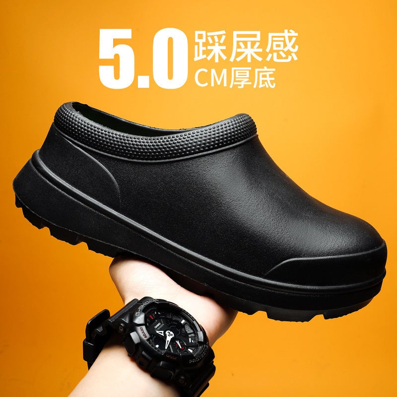 Men'S Work Shoes Chef Shoes Breathable Non-Slip Waterproof And Oil-Proof Kitchen Shoes Nurse Shoes Rain Shoes Women'S Water Shoes Black - Image 1