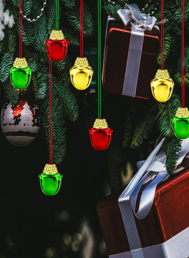 Gejoy 48 Pieces Christmas Bell Necklaces Christmas Holiday Necklaces Gold Red Green Xmas Jingle Bell Necklaces with Ribbons for Christmas Craft Gift Supplies Stocking Stuffers Accessories - Image 5