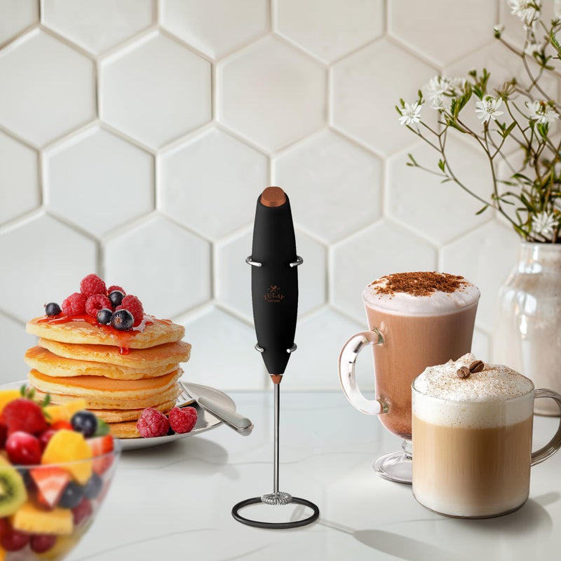Zulay Kitchen Zulay Powerful Milk Frother Handheld Foam Maker for Lattes - Whisk Drink Mixer for Coffee, Mini Foamer for Cappuccino, Frappe, Matcha, Hot Chocolate by Milk Boss - Honeybee - Image 3
