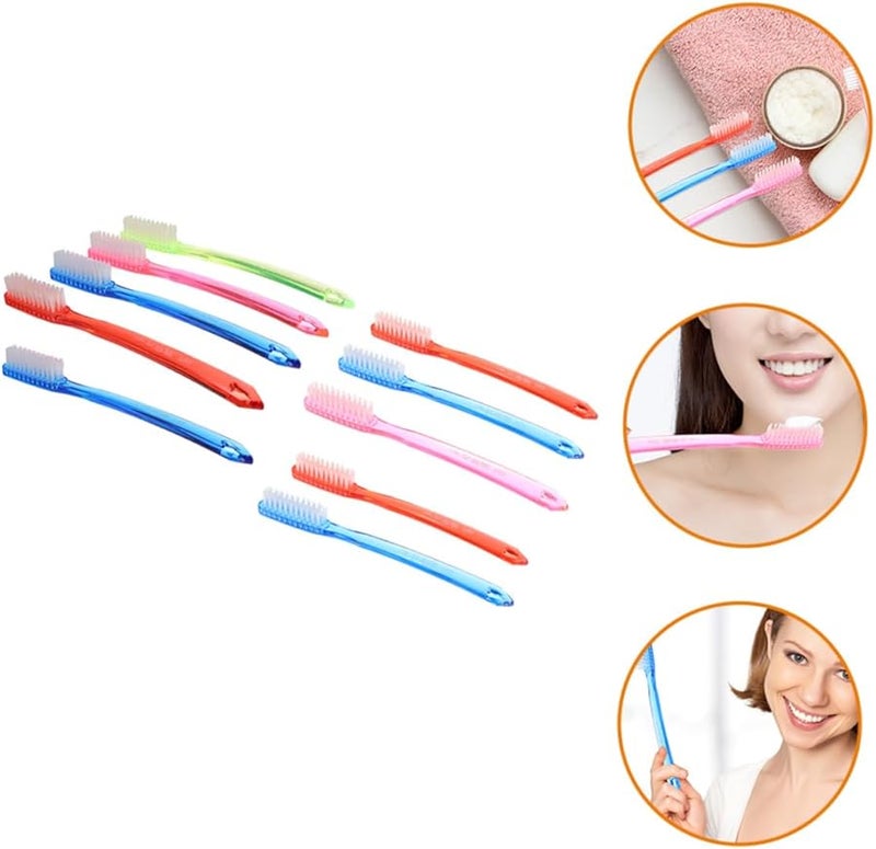 10 قطع فرش أسنان بلاستيكية صلبة للكبار برأس كبير للتنظيف العميق للاستخدام المنزلي والسفر - Image 5