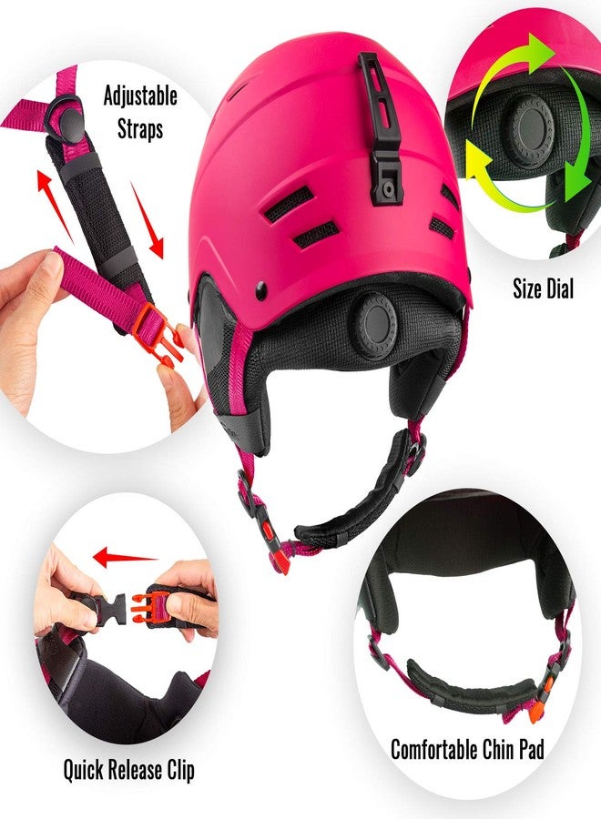 TurboSke Ski Helmet, Snowboard Helmet, Snow Sports Helmet for Men Women and Youth (Pink, L) - Image 4