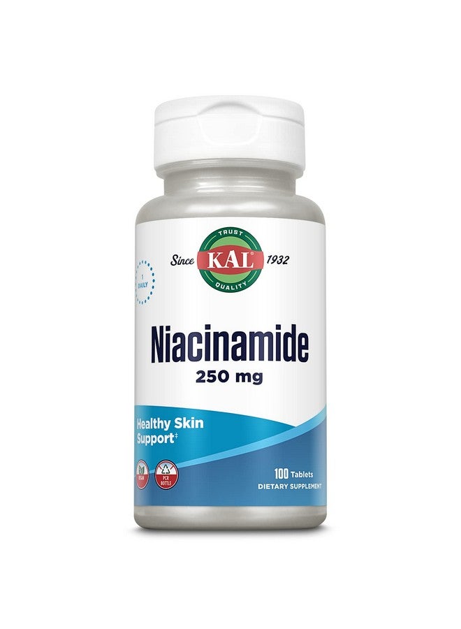 KAL Niacinamide 250mg Tablets, Vitamin B3 Supplement for Skin Health, Energy Metabolism, Nerve, Circulation and Digestion Support, Enhanced Absorption ActivTabs, Vegan, 100 Servings, 100 Tablets - Image 1