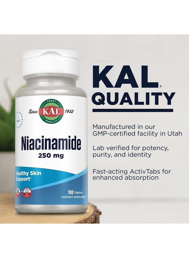 KAL Niacinamide 250mg Tablets, Vitamin B3 Supplement for Skin Health, Energy Metabolism, Nerve, Circulation and Digestion Support, Enhanced Absorption ActivTabs, Vegan, 100 Servings, 100 Tablets - Image 4