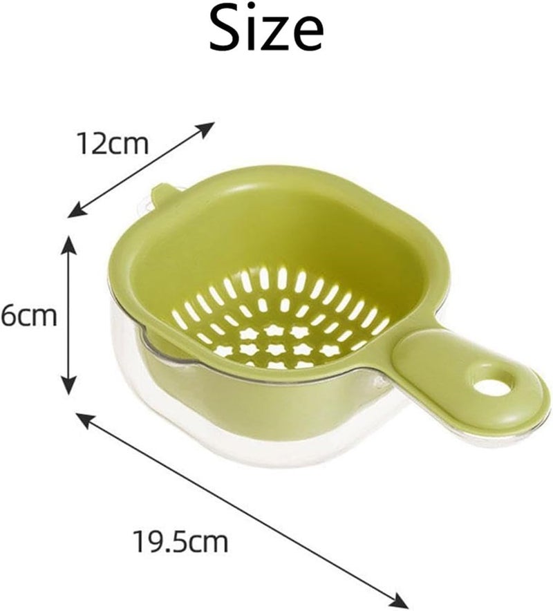 Bhujry DualLayer Draining Basket with Handle Fruit Strainer DualLayer Veggie Colander Draining Basket with Handle Watermelon Bowl with Strainer for Mini Berry Tomato Grape Washer - Image 2
