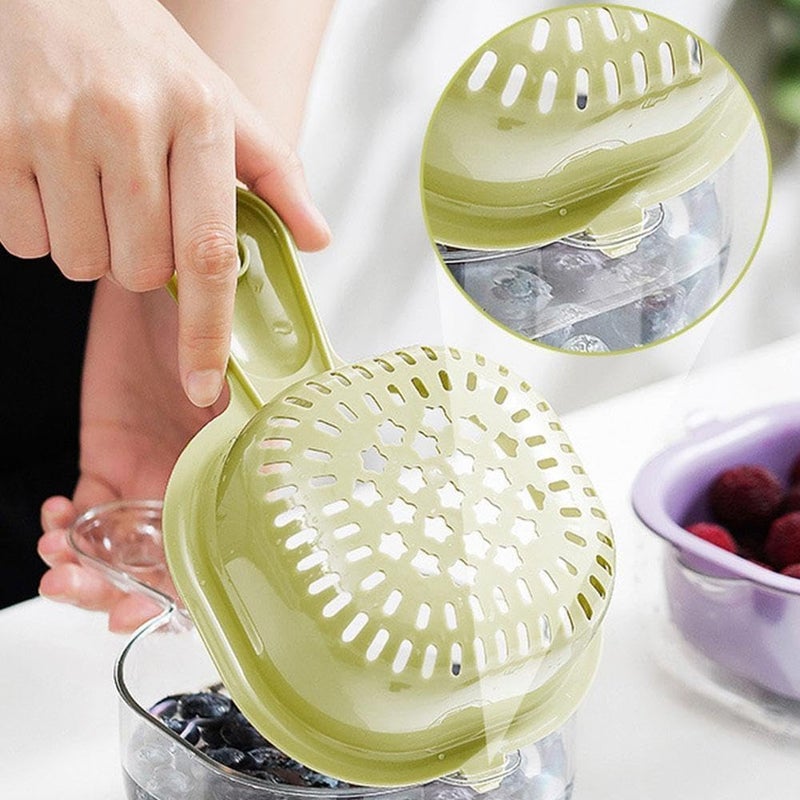 Bhujry DualLayer Draining Basket with Handle Fruit Strainer DualLayer Veggie Colander Draining Basket with Handle Watermelon Bowl with Strainer for Mini Berry Tomato Grape Washer - Image 3