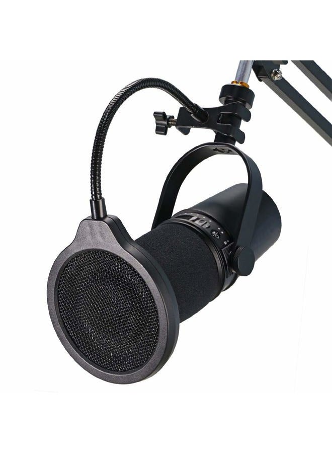 SUNMON MV7 Microphone Pop Filter Mask Shield For Shure MV7 Mic, 4 Inch 3 Layers Windscreen with Flexible 360°Gooseneck Clip - Image 2