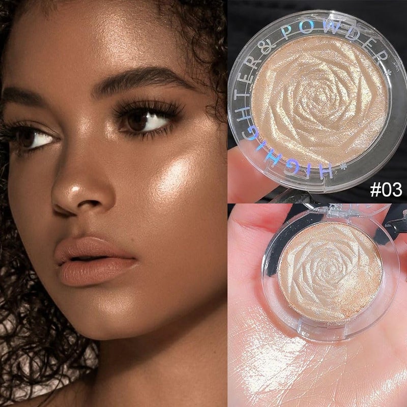 evpct Champagne Gold Face Highlighter Makeup Shimmer Glitter Diamond Sparkly Highlighters Makeup Palette Powder for Face Body Cheek Skin 03 - Image 3