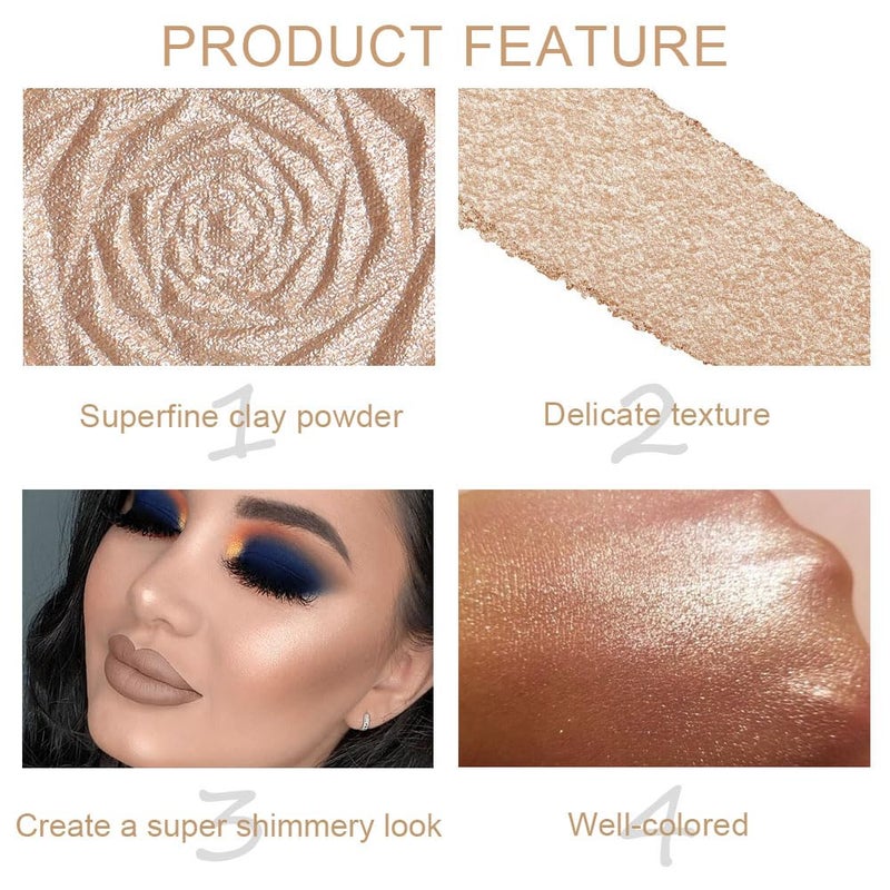 evpct Champagne Gold Face Highlighter Makeup Shimmer Glitter Diamond Sparkly Highlighters Makeup Palette Powder for Face Body Cheek Skin 03 - Image 4