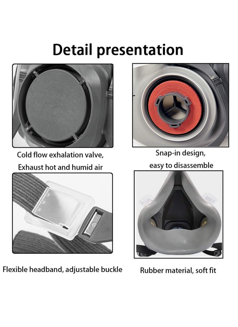 Respirator Mask Reusable Half Face Cover Gas Mask with Safety Glasses, Paint Face Cover Face Shield with Filters for Painting, Welding, Polishing, Woodworking and Other Work Protection (Medium)