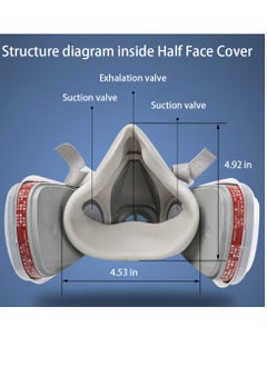 Generic Respirator Mask Reusable Half Face Cover Gas Mask with Safety Glasses, Paint Face Cover Face Shield with Filters for Painting, Welding, Polishing, Woodworking and Other Work Protection (Medium)  - Image 3