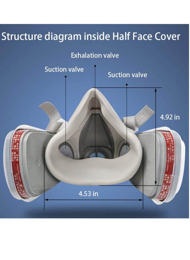 Respirator Mask Reusable Half Face Cover Gas Mask with Safety Glasses, Paint Face Cover Face Shield with Filters for Painting, Welding, Polishing, Woodworking and Other Work Protection (Medium)