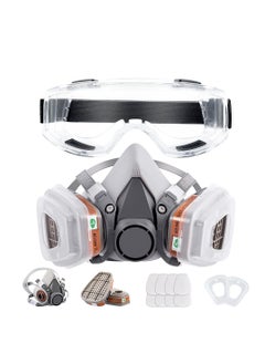 Generic Respirator Mask Reusable Half Face Cover Gas Mask with Safety Glasses, Paint Face Cover Face Shield with Filters for Painting, Welding, Polishing, Woodworking and Other Work Protection (Medium)  - Image 1