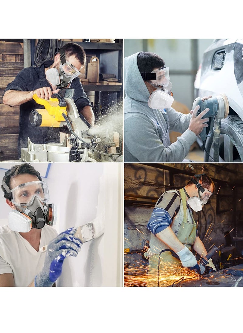 Respirator Mask Reusable Half Face Cover Gas Mask with Safety Glasses, Paint Face Cover Face Shield with Filters for Painting, Welding, Polishing, Woodworking and Other Work Protection (Medium)