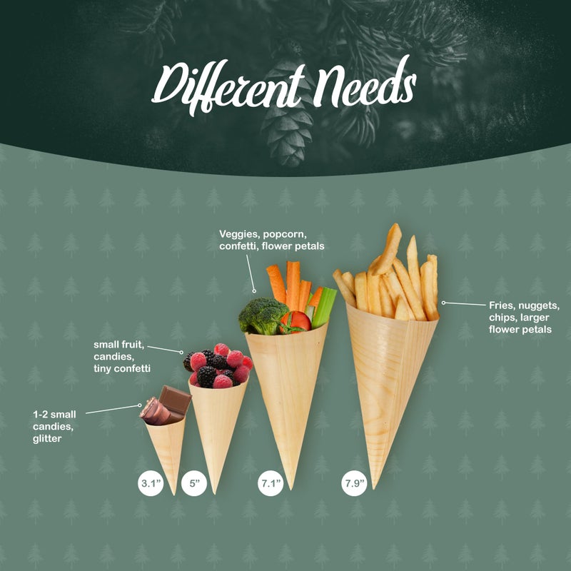 BambooMN - Disposable Food and Appetizer Wood Cones - 3.1" x 1.5" - 100 Pieces - Image 3