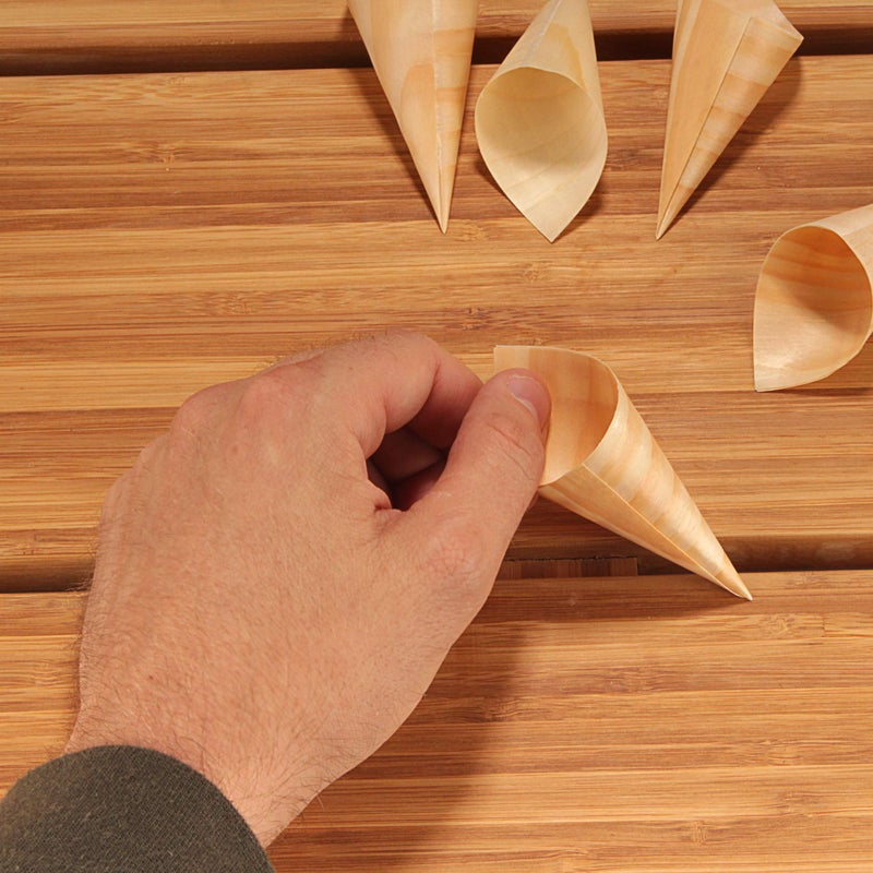 BambooMN - Disposable Food and Appetizer Wood Cones - 3.1" x 1.5" - 100 Pieces - Image 4
