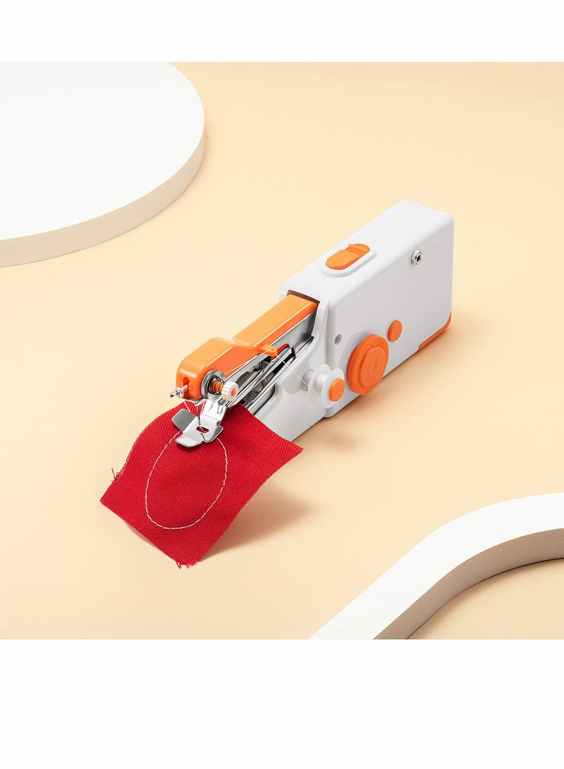 Excefore Handheld Sewing Machine Mini Portable Electric Sewing Machine for Beginners Adult Easy to Use and Fast Stitch Suitable for Clothes Fabrics DIY Home Travel Orange - Image 4