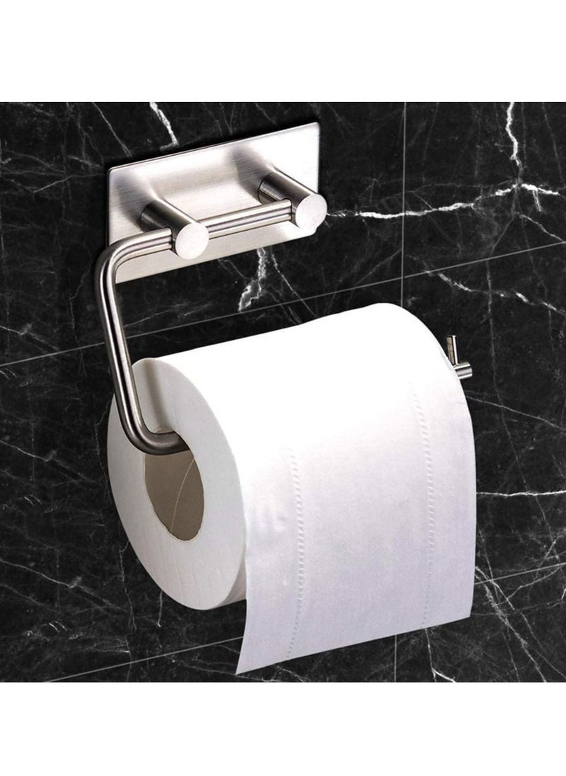 Arabest - Self Adhesive Toilet Paper Holder,Stainless Steel Tissue Roll Paper Hook,Towel Hanger Rack,Napkin Holder Towel Hanger for Bathroom Silver - Image 1