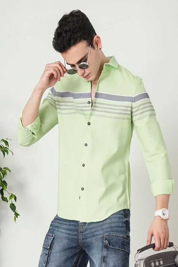 The Indian Garage Co Men Regular Fit Striped Full Sleeves Cutaway Collar Casual Shirt
