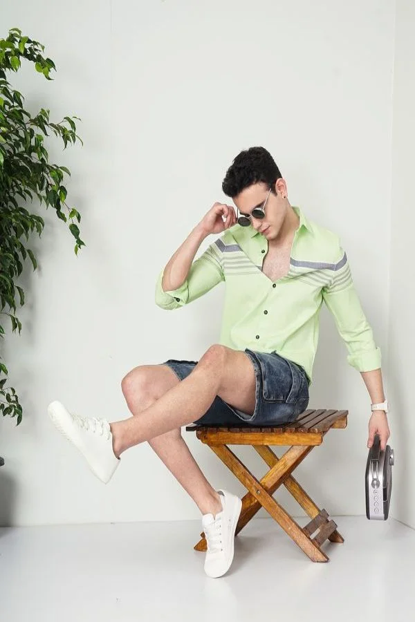 The Indian Garage Co Men Regular Fit Striped Full Sleeves Cutaway Collar Casual Shirt